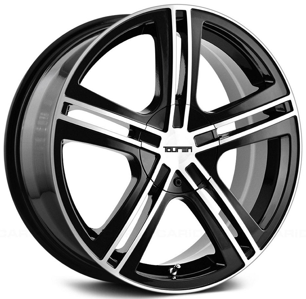 (Clearance - No Returns) 16x7 Touren TR62 Gloss Black Machined Face & Machined Lip 5x100 5x4.5/114.3 40mm